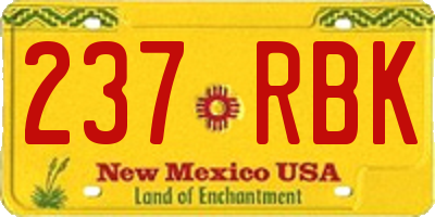 NM license plate 237RBK