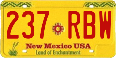 NM license plate 237RBW