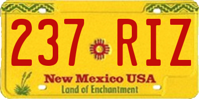 NM license plate 237RIZ