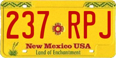 NM license plate 237RPJ