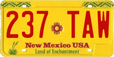 NM license plate 237TAW