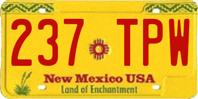 NM license plate 237TPW