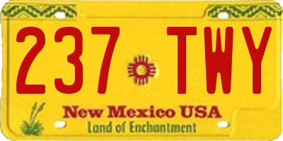 NM license plate 237TWY