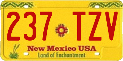 NM license plate 237TZV