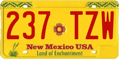 NM license plate 237TZW