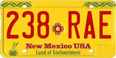 NM license plate 238RAE