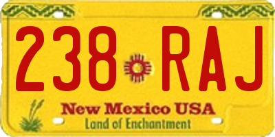 NM license plate 238RAJ