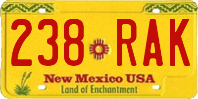 NM license plate 238RAK