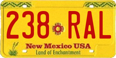 NM license plate 238RAL