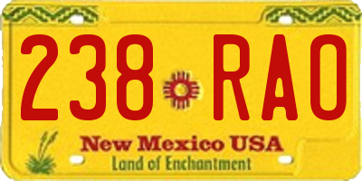 NM license plate 238RAO
