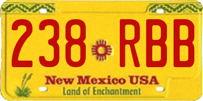 NM license plate 238RBB