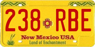NM license plate 238RBE