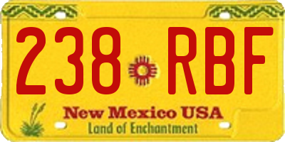 NM license plate 238RBF