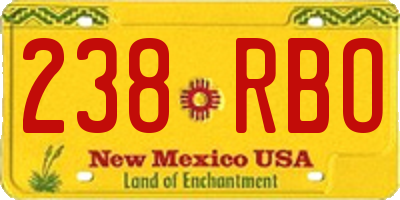 NM license plate 238RBO
