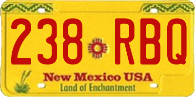 NM license plate 238RBQ