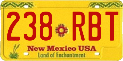 NM license plate 238RBT