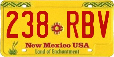 NM license plate 238RBV