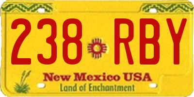 NM license plate 238RBY