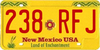 NM license plate 238RFJ