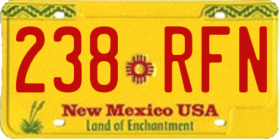NM license plate 238RFN