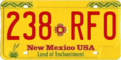 NM license plate 238RFO