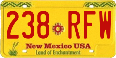 NM license plate 238RFW