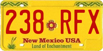 NM license plate 238RFX