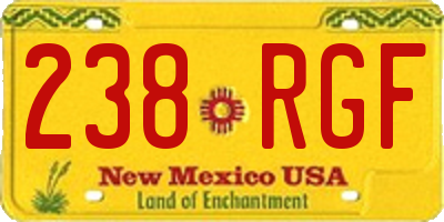 NM license plate 238RGF