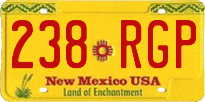 NM license plate 238RGP