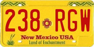 NM license plate 238RGW