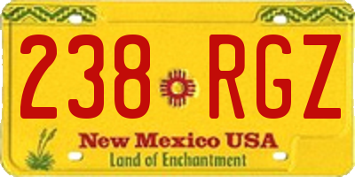 NM license plate 238RGZ