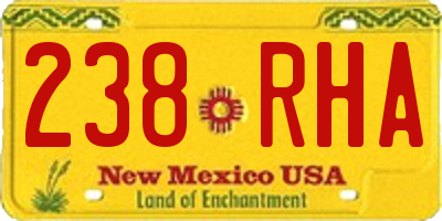NM license plate 238RHA