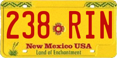 NM license plate 238RIN