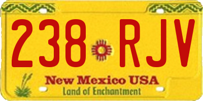 NM license plate 238RJV