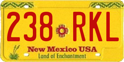 NM license plate 238RKL