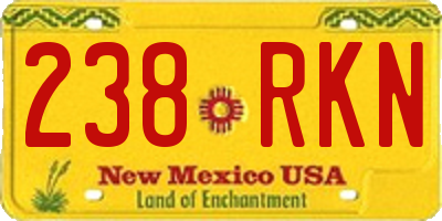 NM license plate 238RKN