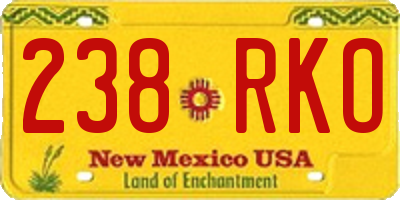 NM license plate 238RKO
