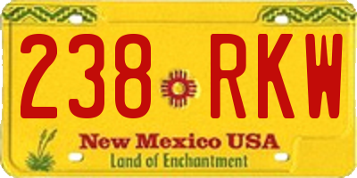 NM license plate 238RKW