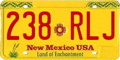 NM license plate 238RLJ