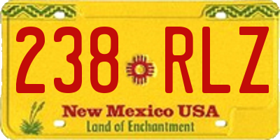 NM license plate 238RLZ