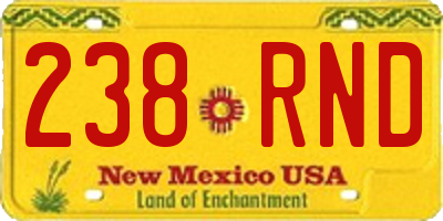 NM license plate 238RND