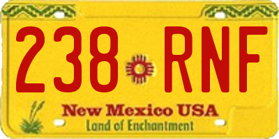 NM license plate 238RNF