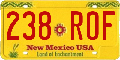 NM license plate 238ROF