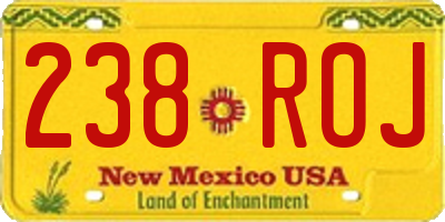 NM license plate 238ROJ