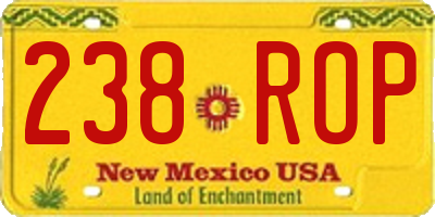 NM license plate 238ROP