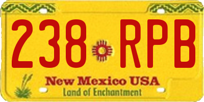 NM license plate 238RPB