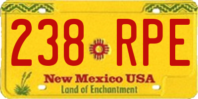 NM license plate 238RPE