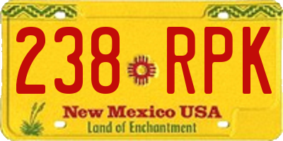 NM license plate 238RPK
