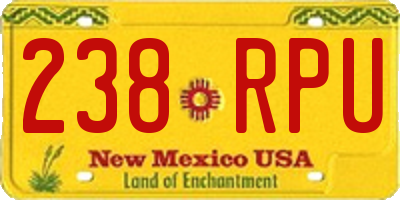NM license plate 238RPU