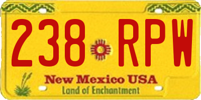 NM license plate 238RPW